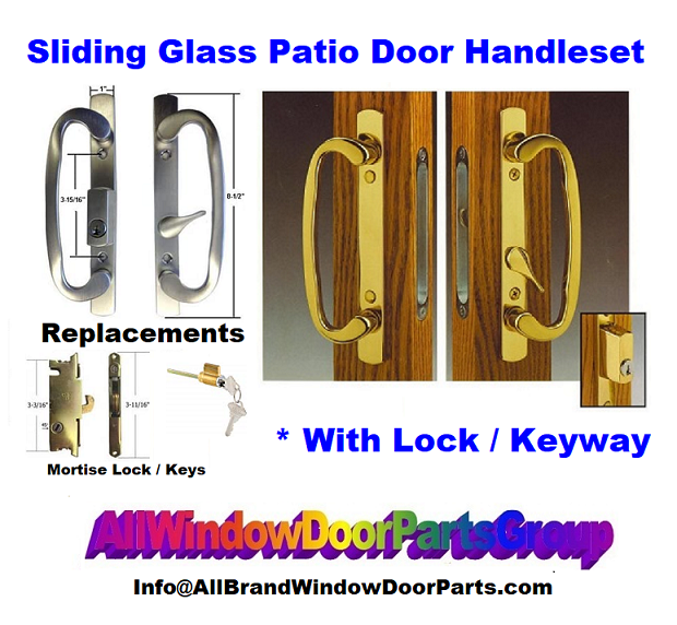 PPG Herculite Sliding Glass Patio Door Handle Off Set Latch and Lock